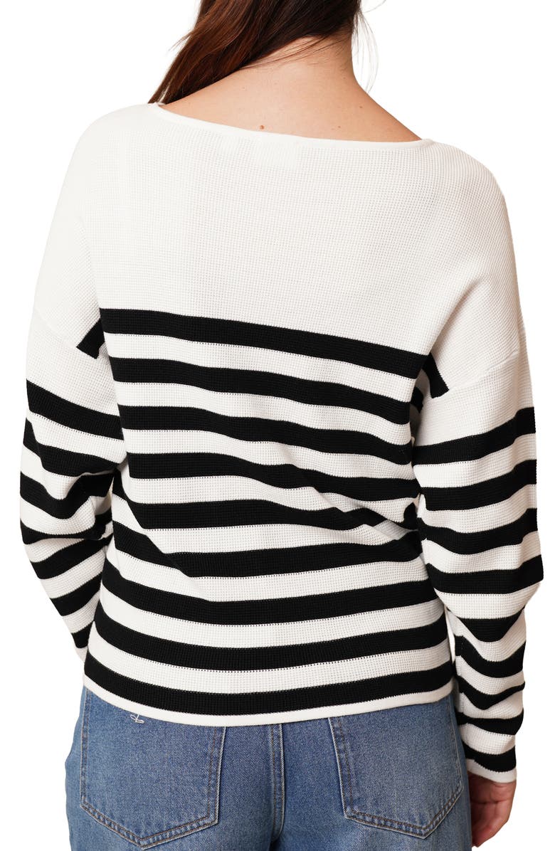 CYRUS Stripe Waffle Sweater, Alternate, color, Bright White/ Black