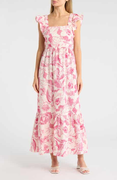 Ruffle Sleeve Square Neck Maxi Dress
