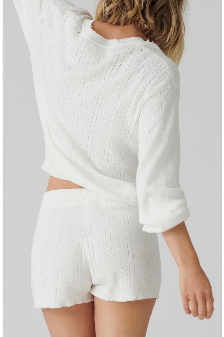 Sweetheart Cotton Pointelle Cardigan, Alternate, color, IVORY