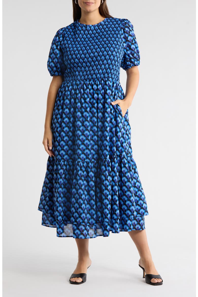 Bali Town Aruba Smocked Dress, Main, color, BLUE-NAVY