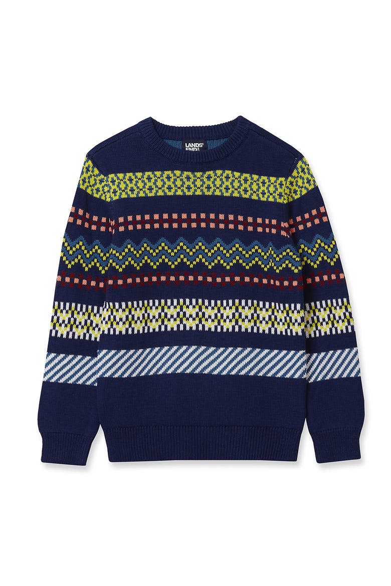 Boys Intarsia Holiday Crewneck, Main, color, Dark Navy Multi Fairisle