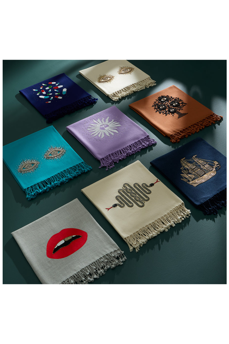 Lips Embellished Throw, Alternate, color, Grey
