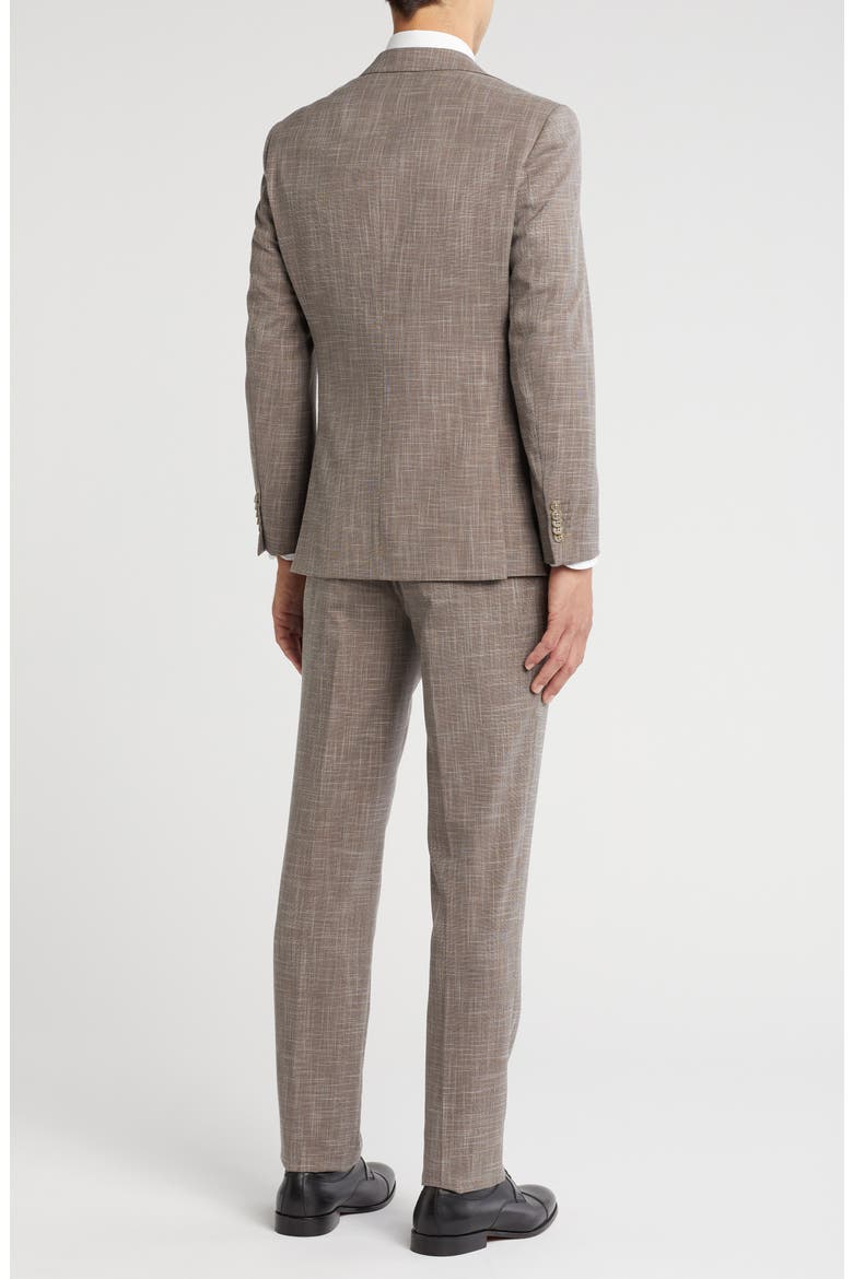 Two-Button Flat Front Suit, Alternate, color, BROWN