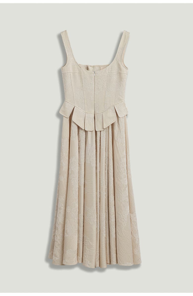 Nocturne Lace-Up Corset Midi Dress, Alternate, color, Ivory