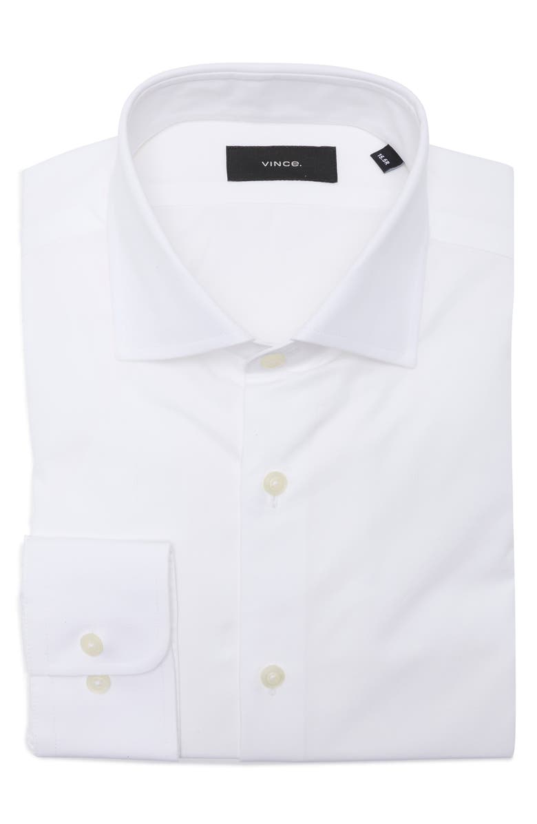 Vince Button Front Long Sleeve Cotton Shirt, Main, color, White