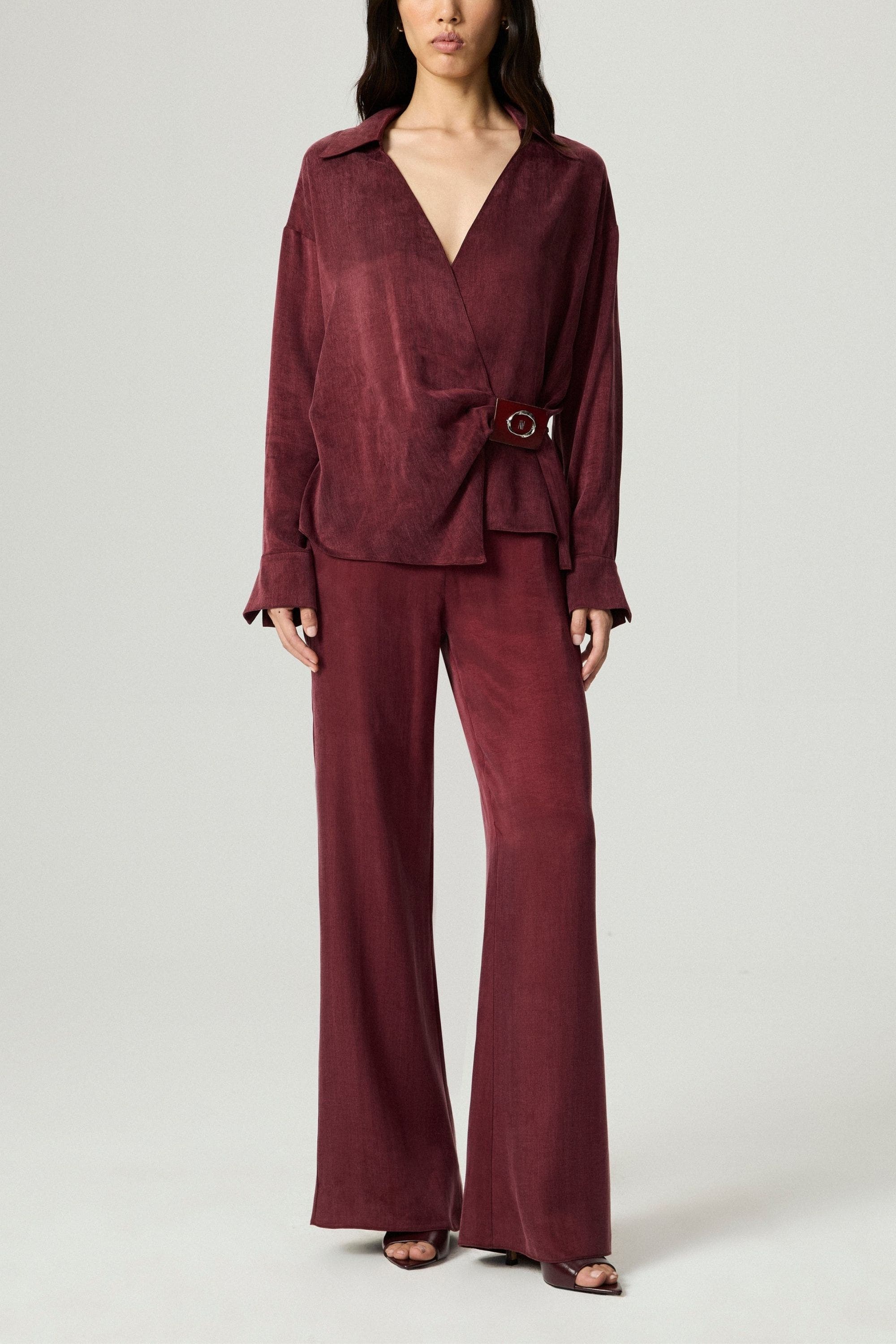 Logo Buckle Wrap Blouse - image 2