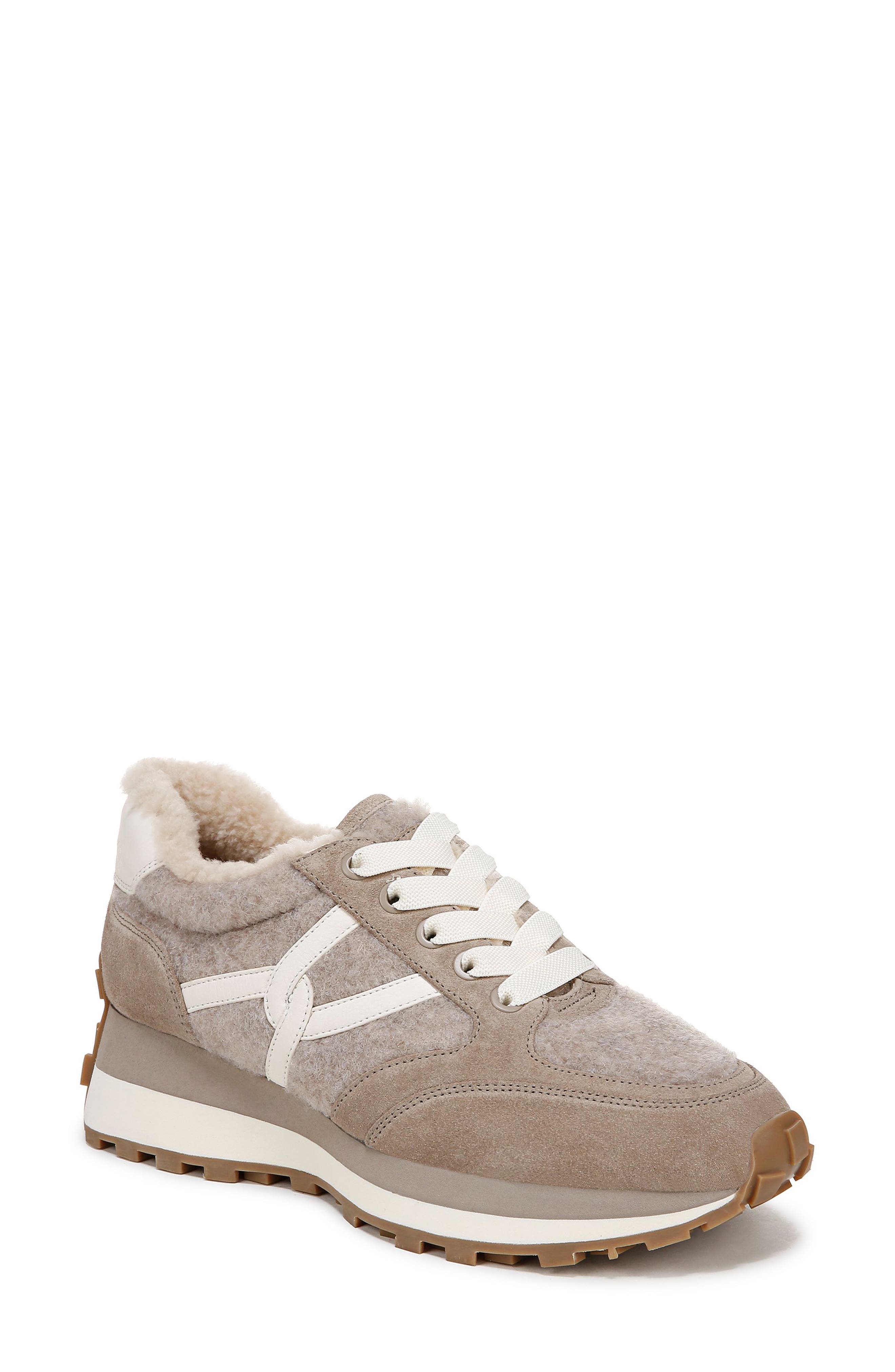 Veronica Beard Valentina Genuine Shearling Lined Sneaker, Main, color, Cobblestone