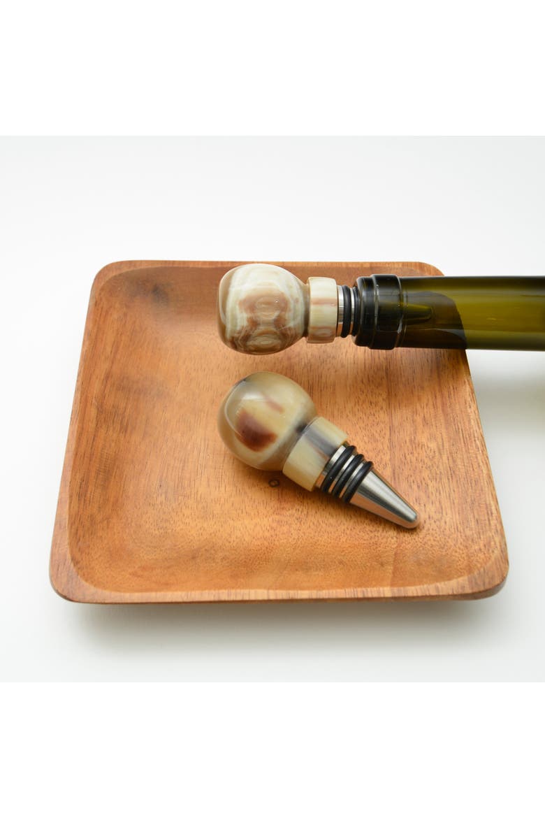 Round Horn Globe Wine Stopper, Main, color, Natural