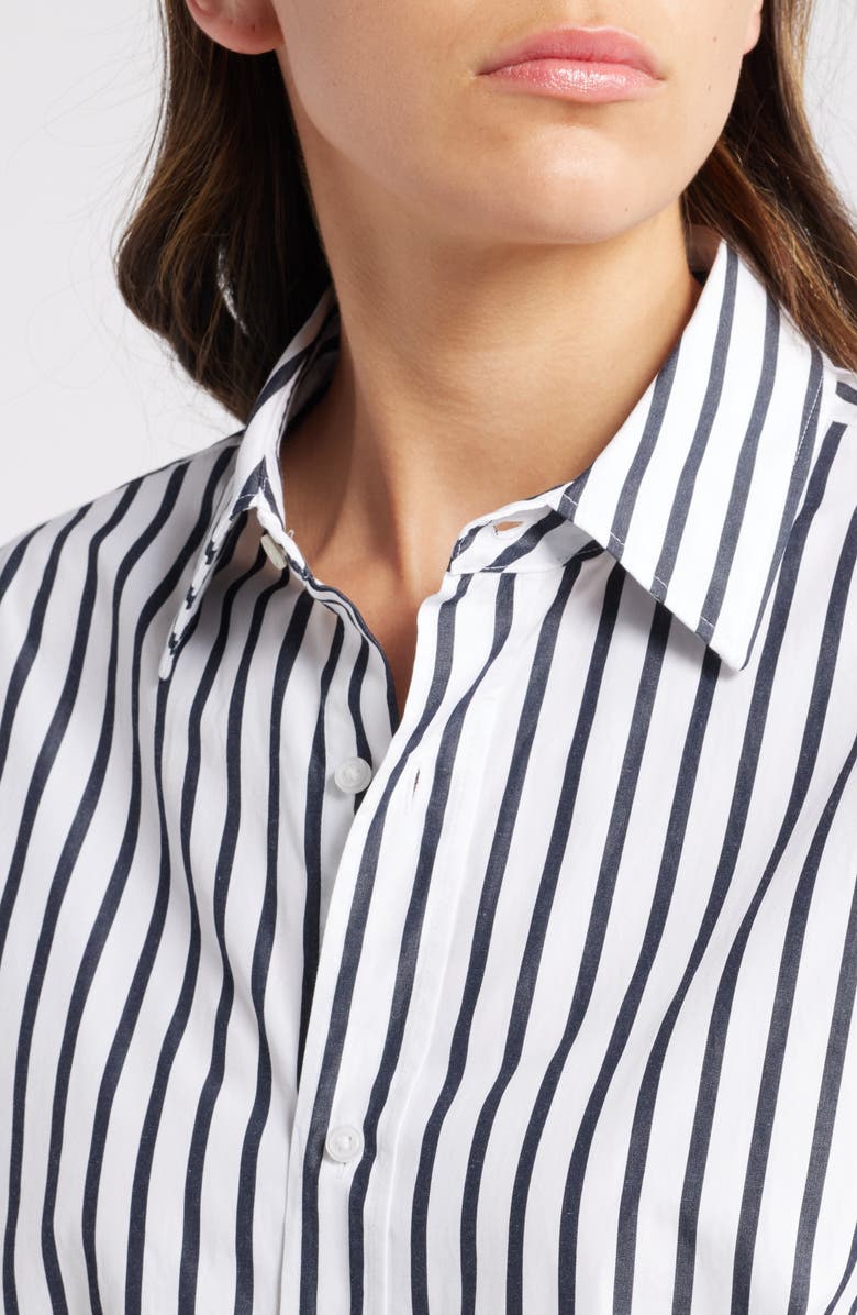 BOSS Berry Saturday Stripe Cotton Button-Up Shirt, Alternate, color, Wht