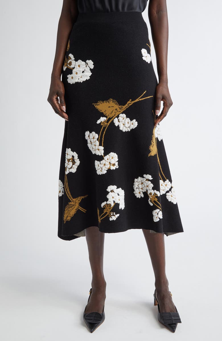 Erdem Floral Jacquard Knit A-Line Midi Skirt, Main, color, 