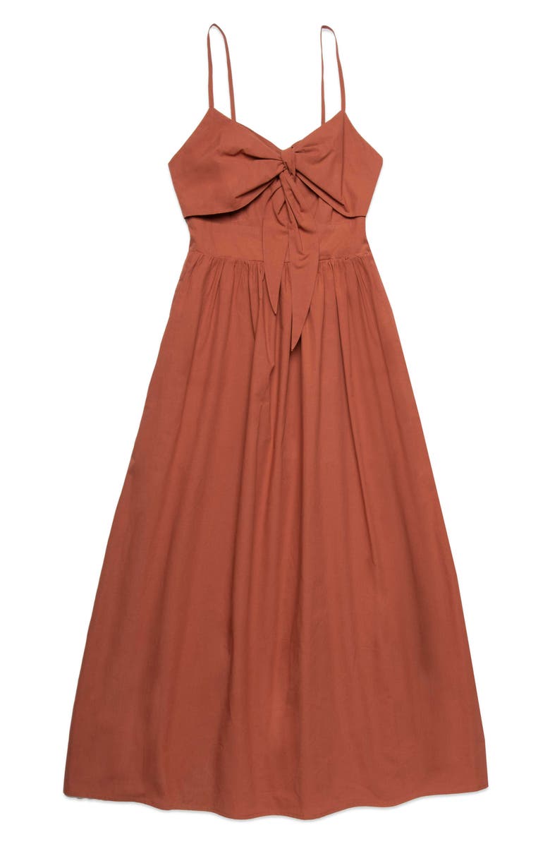 DELUC Padua Tie Bust Cotton Sundress, Main, color, Reddish Brown