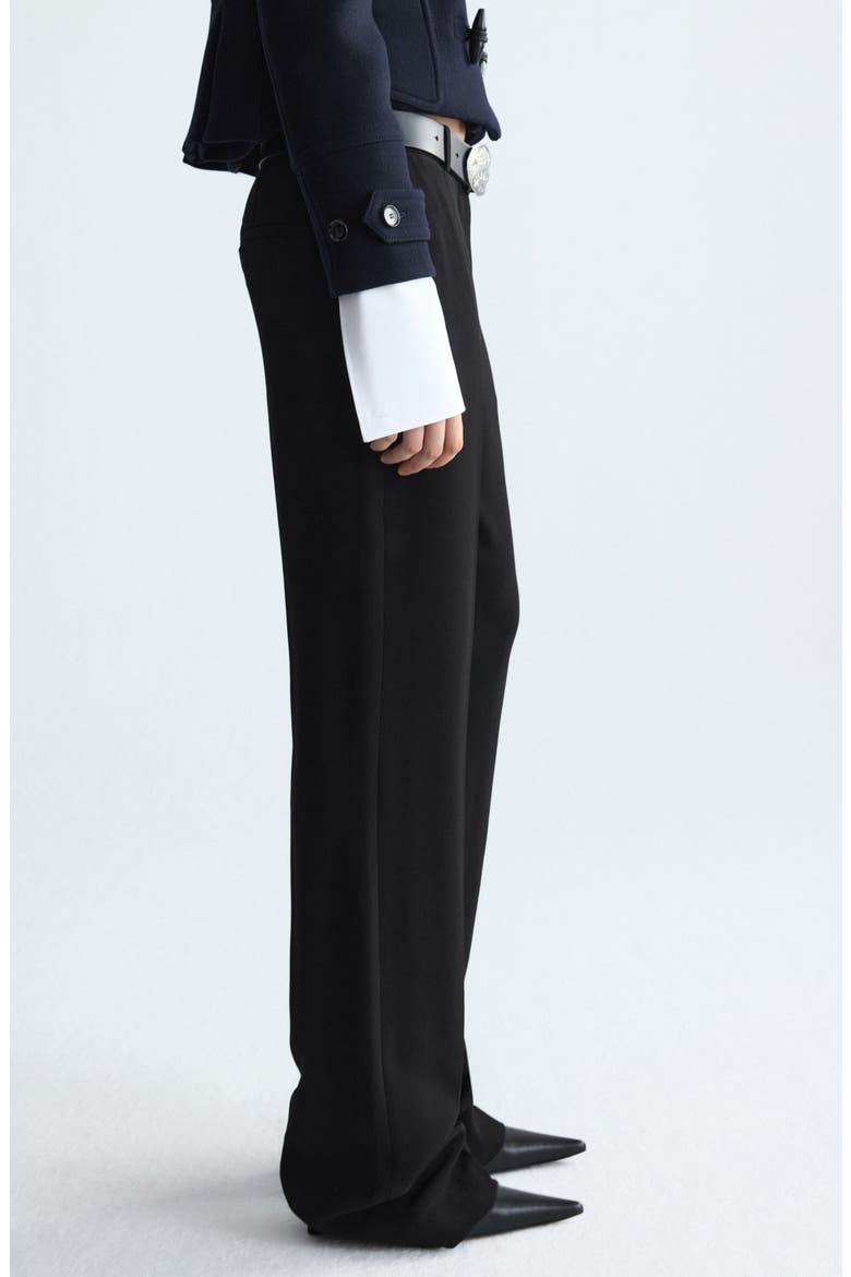 Wool Straight Leg Suit Trousers, Alternate, color, BLACK