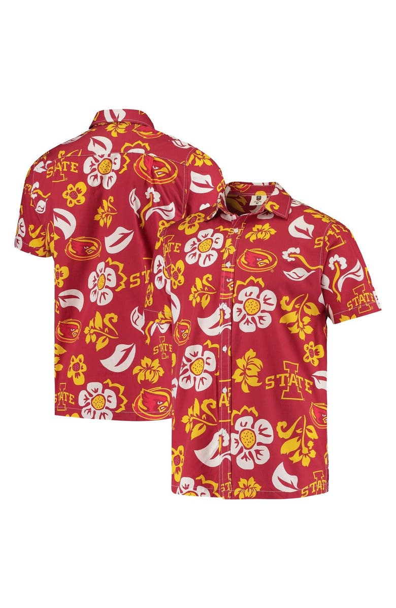 Wes & Willy Men's Wes & Willy Cardinal Iowa State Cyclones Floral Button-Up Shirt, Main, color, 