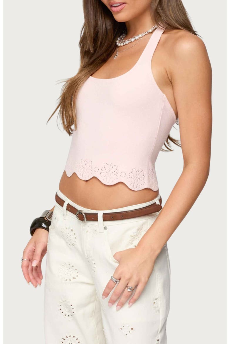 Jazmyn Scallop Halter Top, Alternate, color, LIGHT-PINK