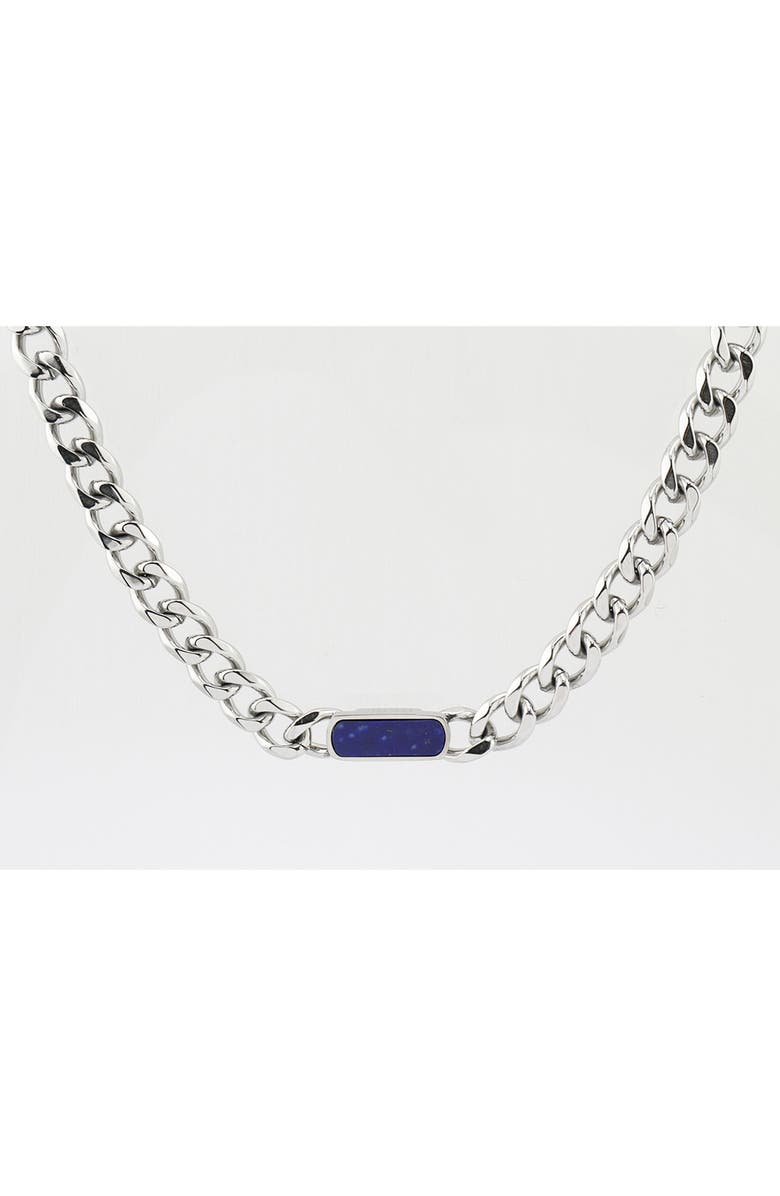 REBL Gender Inclusive Stone Curb Chain Necklace, Alternate, color, Blue/Silver