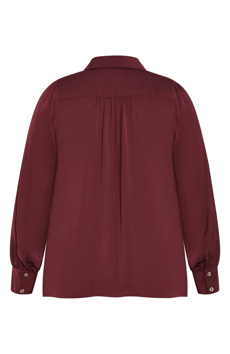 City Chic Jennifer Johnny Collar Button-Up Shirt, Alternate, color, Red