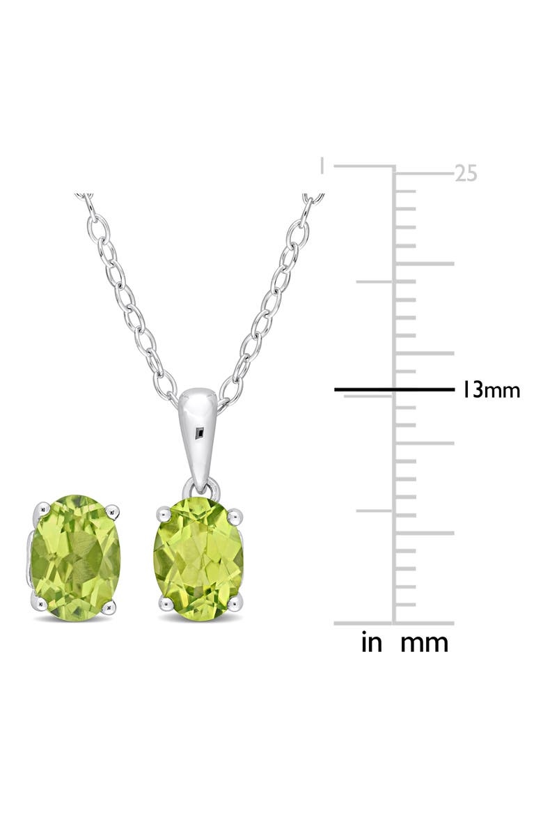 Sterling Silver Oval Peridot Stud Earrings & Necklace Set, Alternate, color, GREEN
