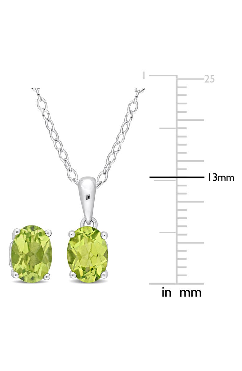 DELMAR Sterling Silver Oval Peridot Stud Earrings & Necklace Set, Alternate, color, Green
