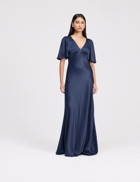 Arabella Angel Sleeve Satin Maxi Dress