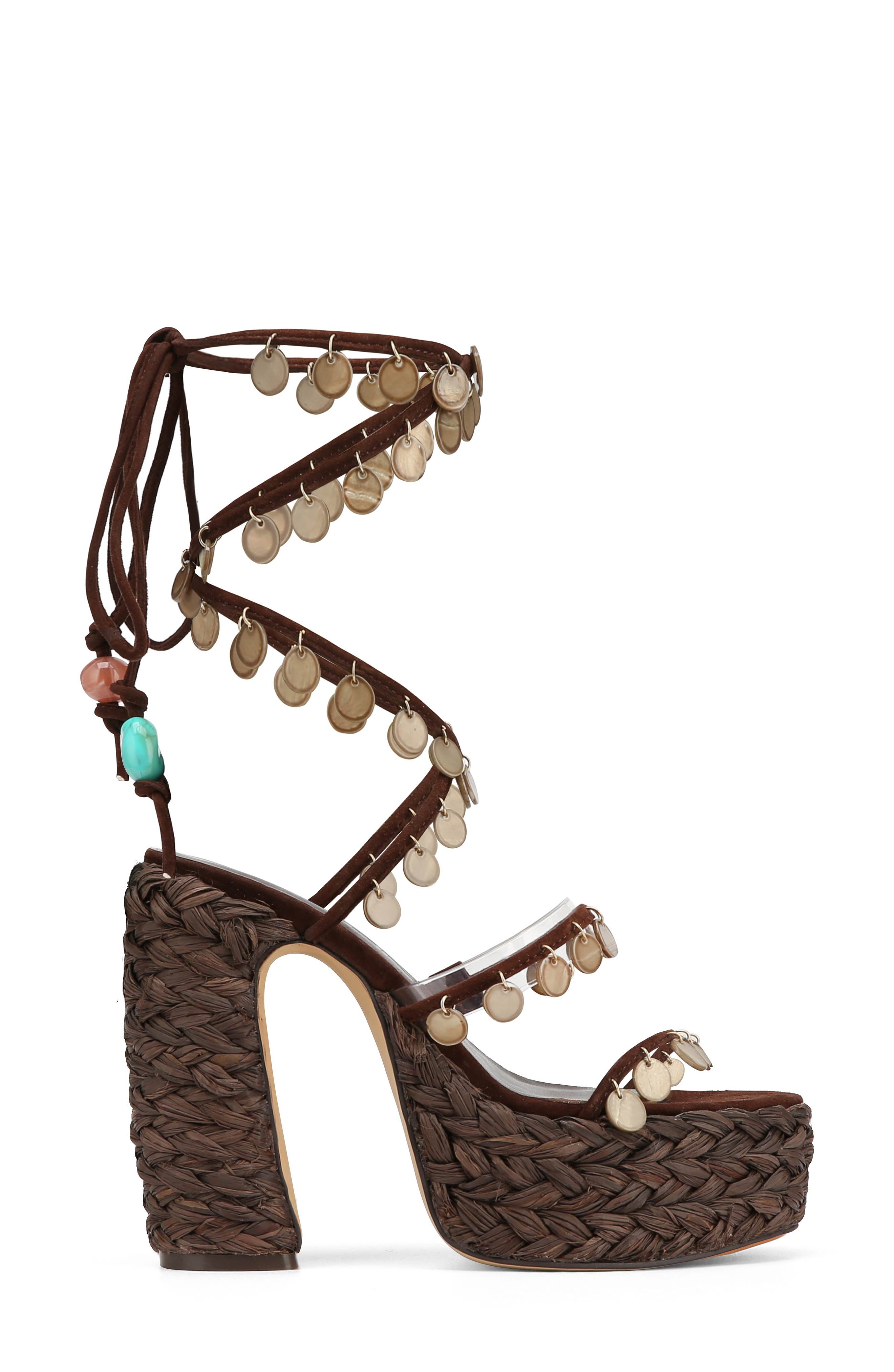 Naked Wolfe Fantastic Ankle Wrap Raffia Platform Sandal, Alternate, color, 