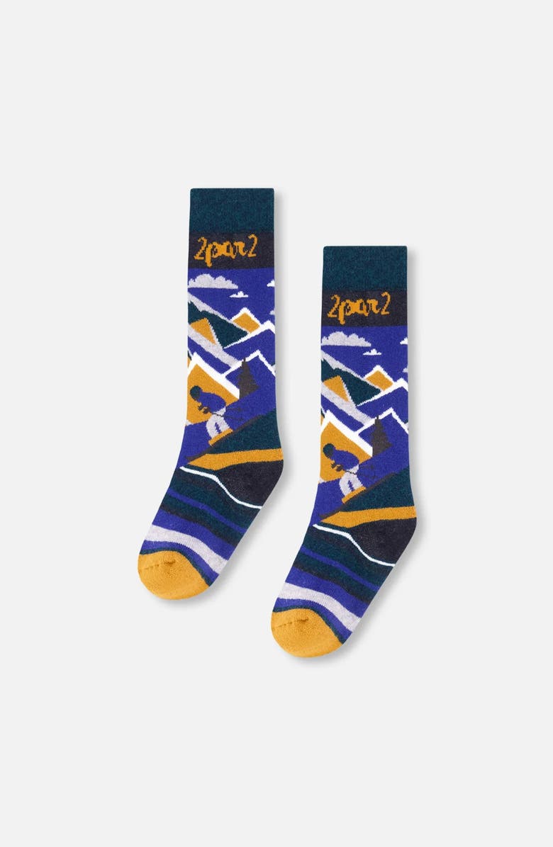 Deux par Deux Baby Boy Winter Ski Socks with Merino Wool, Main, color, Deep Teal