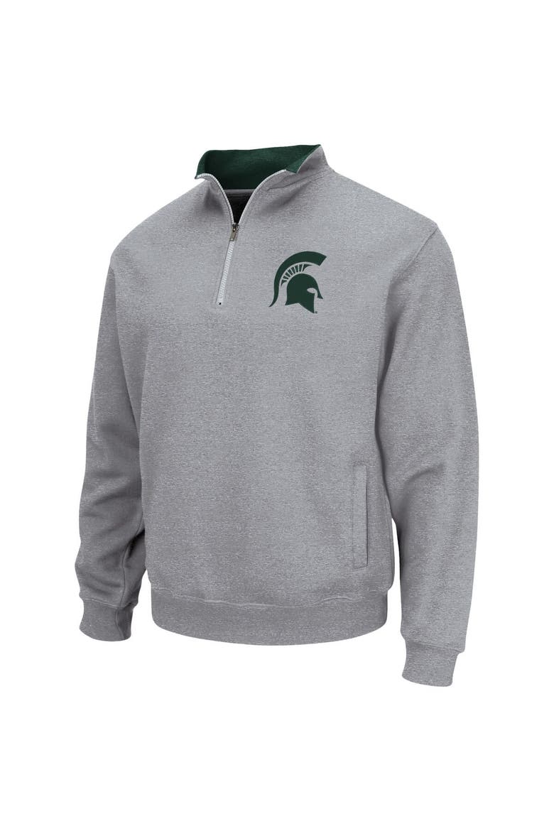 Men's Colosseum Heathered Gray Michigan State Spartans Tortugas Team Logo Quarter-Zip Jacket, Alternate, color, Heather Gray