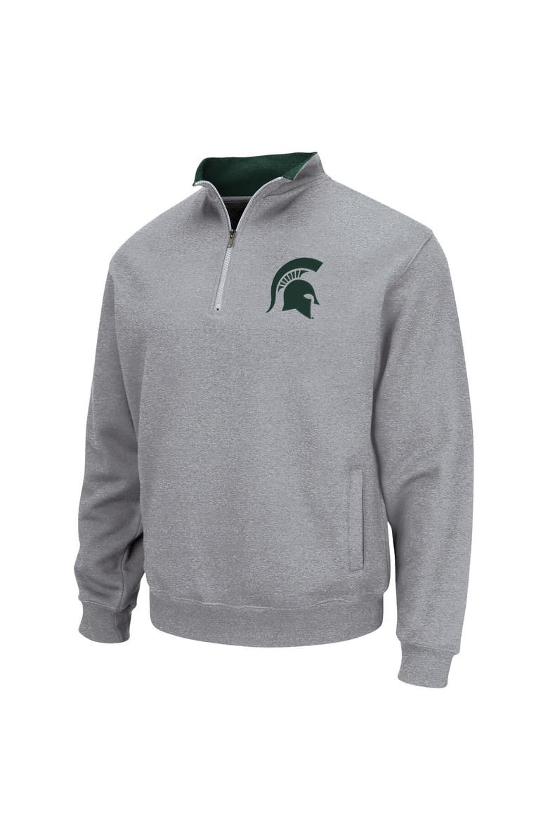 COLOSSEUM Men's Colosseum Heathered Gray Michigan State Spartans Tortugas Team Logo Quarter-Zip Jacket, Alternate, color, Heather Gray