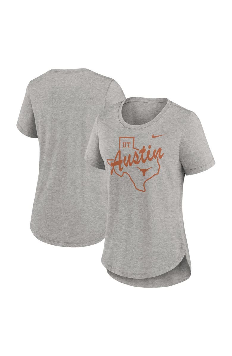Nike Women's Nike Heather Gray Texas Longhorns Local Campus Location Mantra Tri-Blend T-Shirt, Alternate, color, Heather Gray