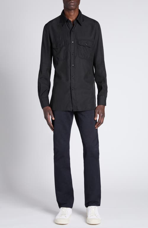 Tom Ford Clean Compact Twill Slim Fit Pants In Navy