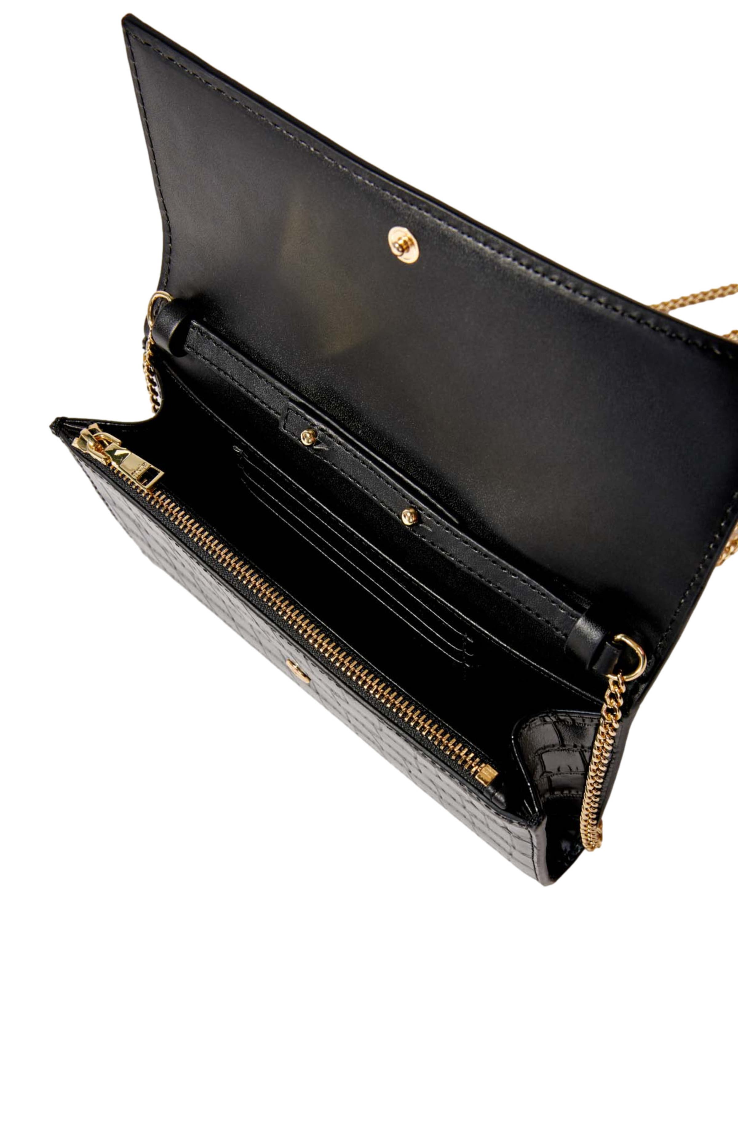 maje Croc-effect embossed leather bag, Alternate, color, 