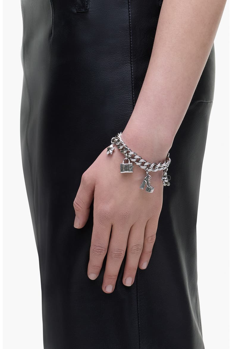 Mini Icon Charm Bracelet, Alternate, color, LIGHT ANTIQUE SILVER