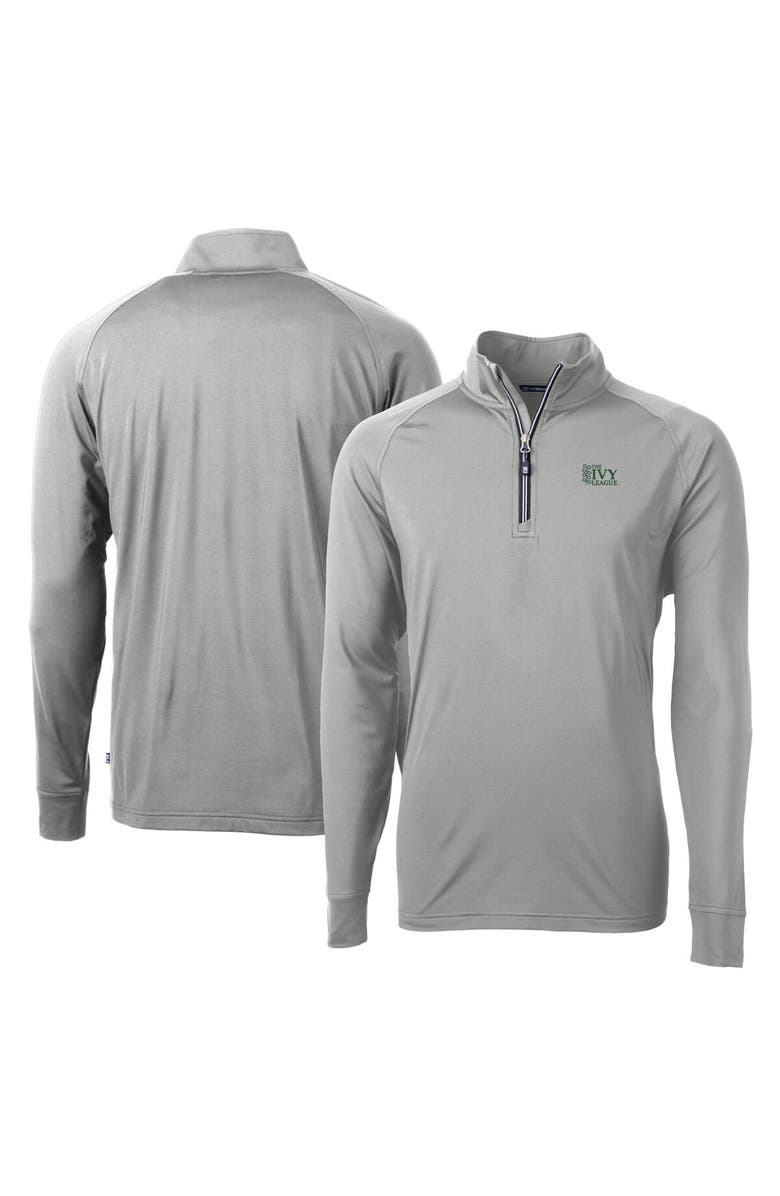 Cutter & Buck Men's Cutter & Buck  Gray Ivy League DryTec Adapt Eco Knit Stretch Recycled Quarter Zip Pullover, Main, color, 