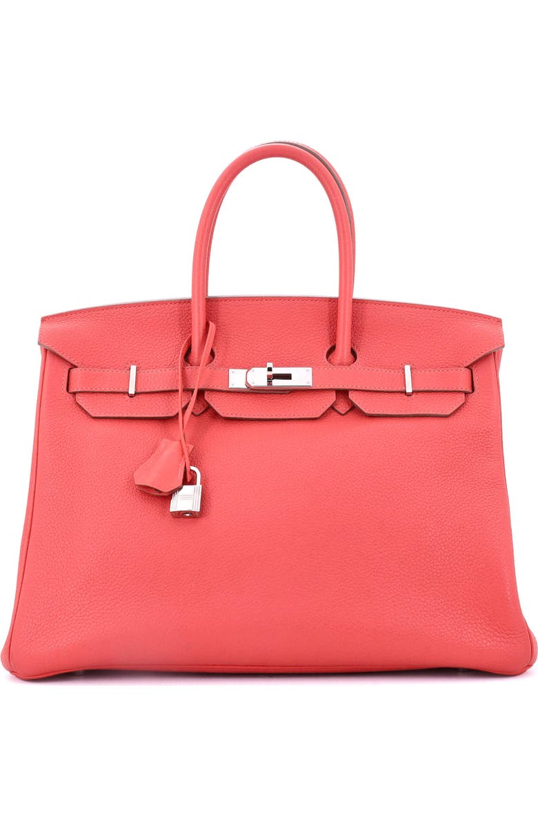 Pre-Owned Hermes Birkin Handbag Pink Clemence with Palladium Hardware 35, Main, color, Rose Jaipur