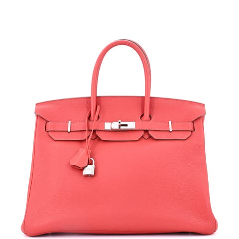 Birkin Handbag Pink Clemence with Palladium Hardware 35