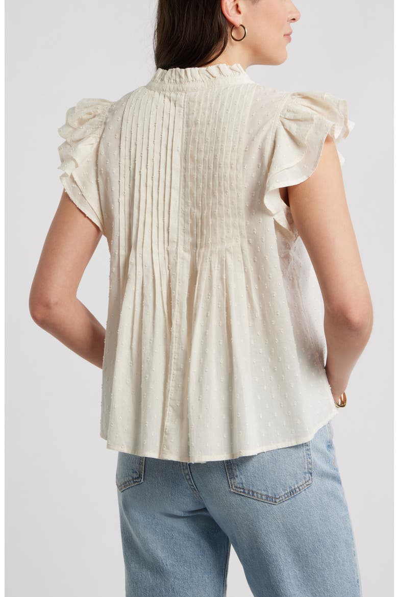 Ruffled Pleated Top, Alternate, color, IVORY PRISTINE