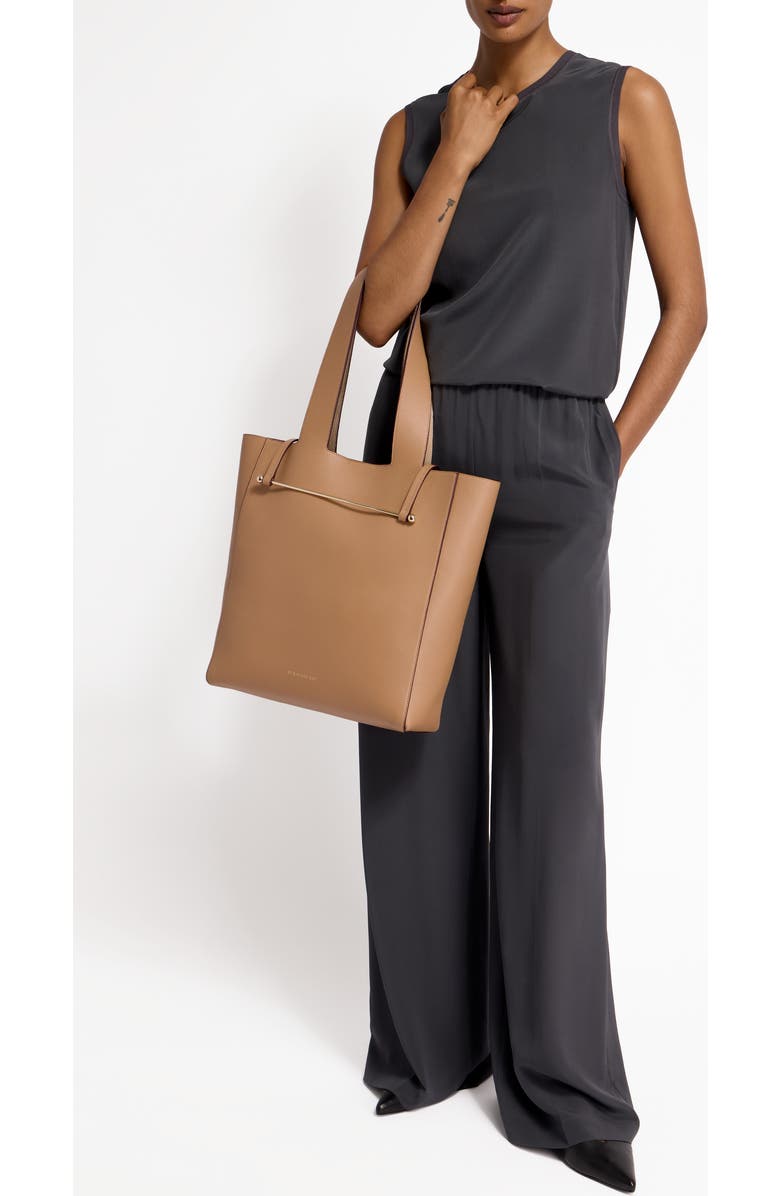 Strathberry Melody Fine Grain Leather Tote, Alternate, color, Caramel