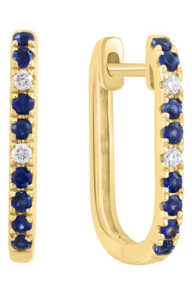 EFFY Diamond & Blue Sapphire Hoop Earrings, Main, color, 