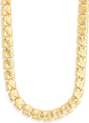 Argento Vivo Sterling Silver Textured Link Collar Necklace