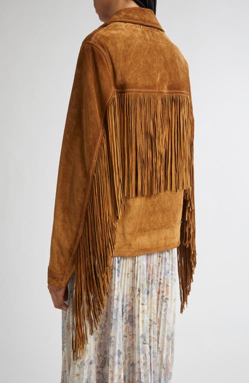 Golden Goose Fringed Leather Jacket With Collar And Suede Texture In Brown