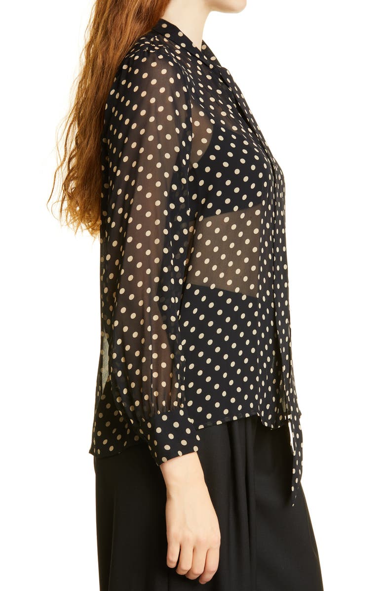 Nili Lotan Carina Tie Neck Silk Top, Alternate, color, 