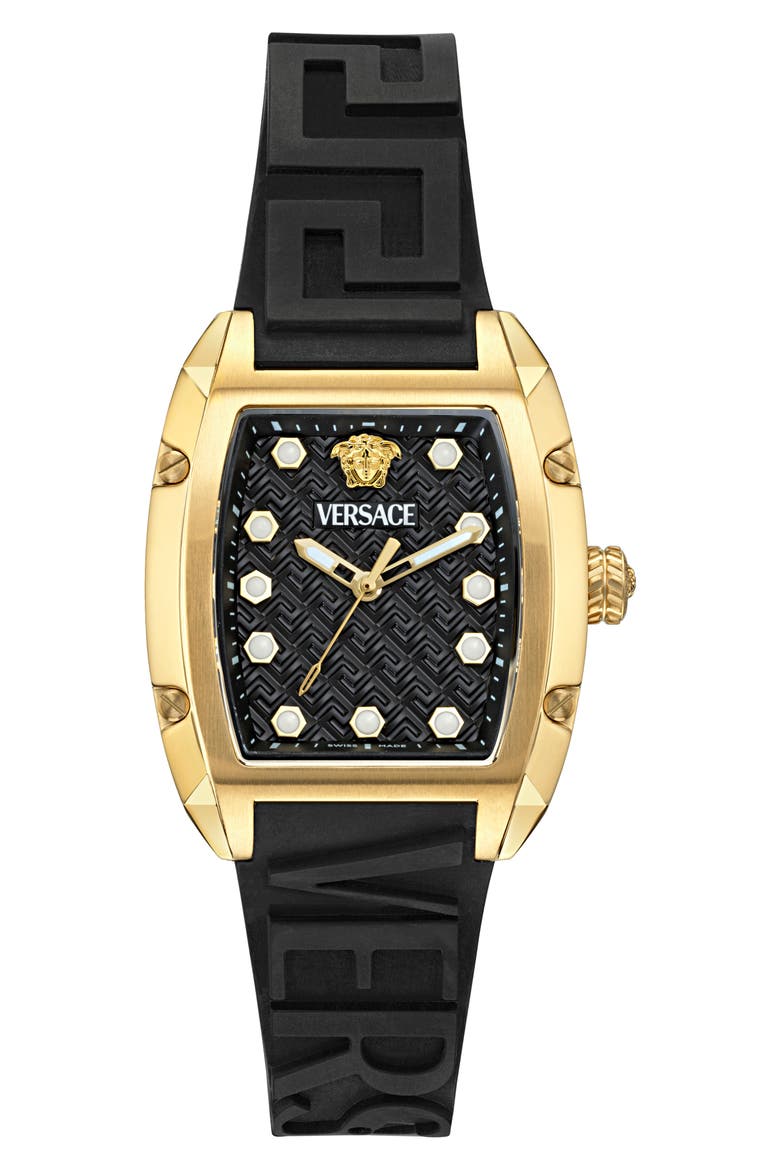 Dominus Silicone Strap Watch, 44mm x 36mm, Main, color, IP YELLOW GOLD