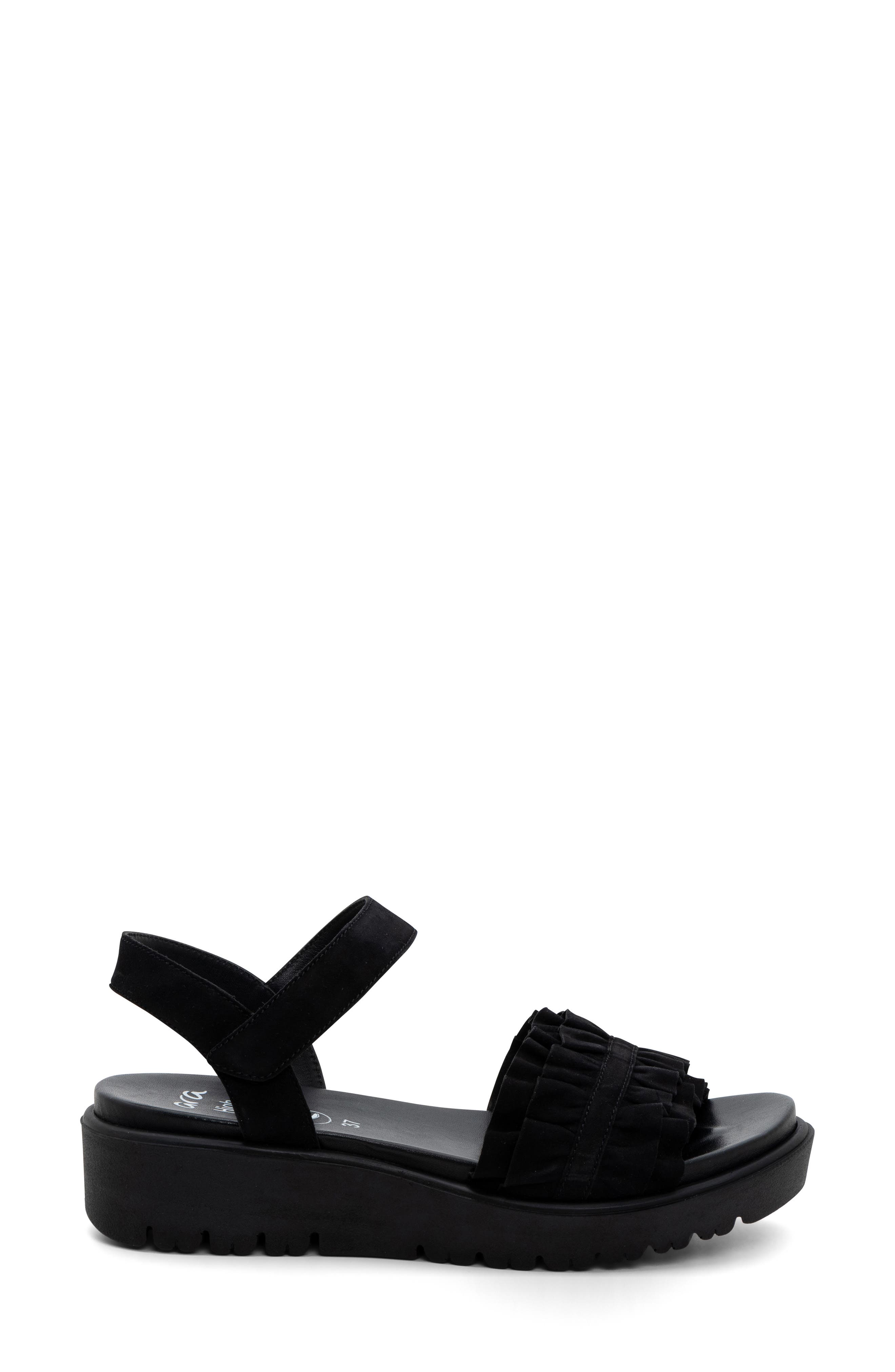 ara Benton Ruffle Platform Sandal, Alternate, color, Black