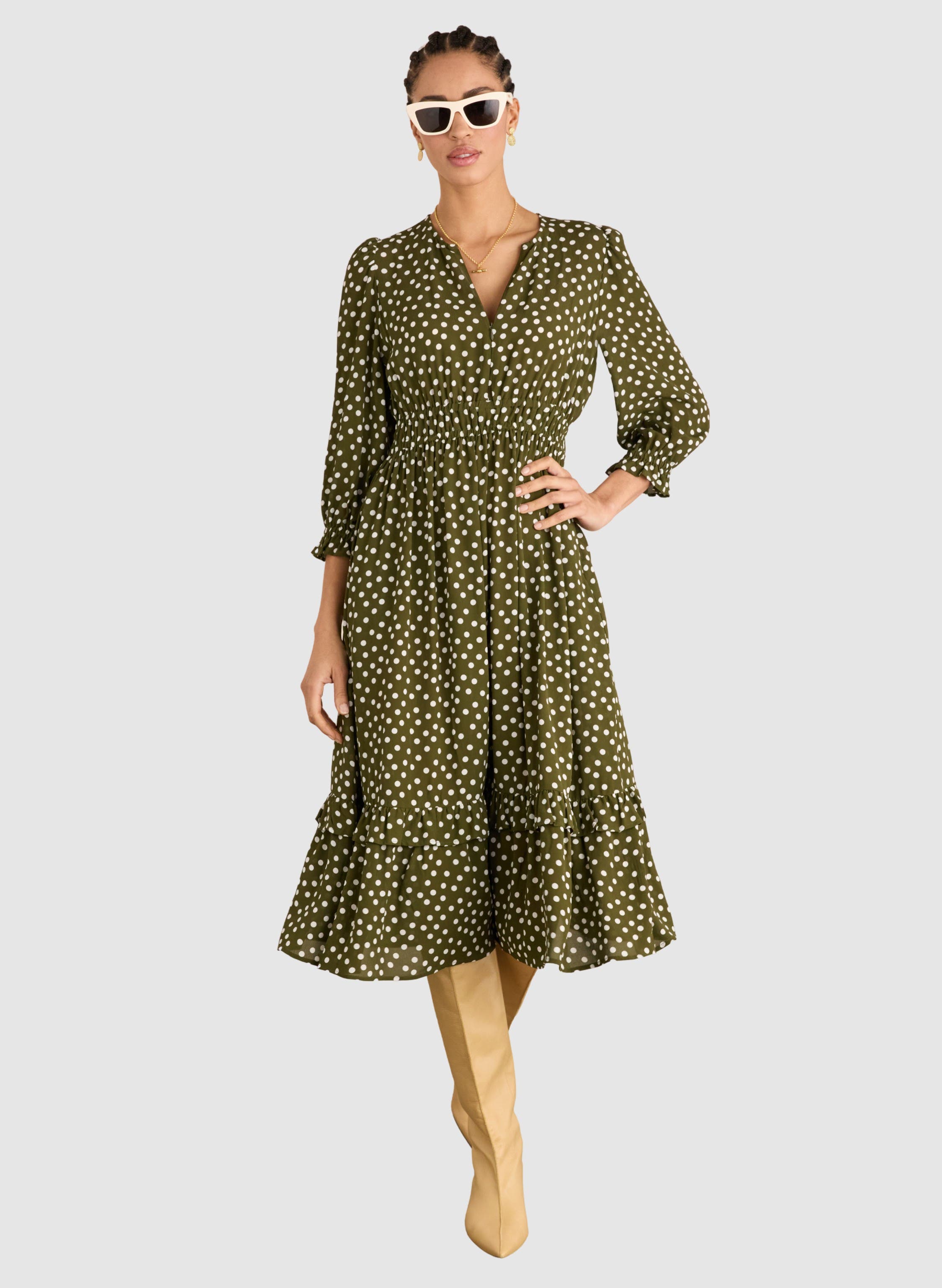 selected Dark Olive Polka