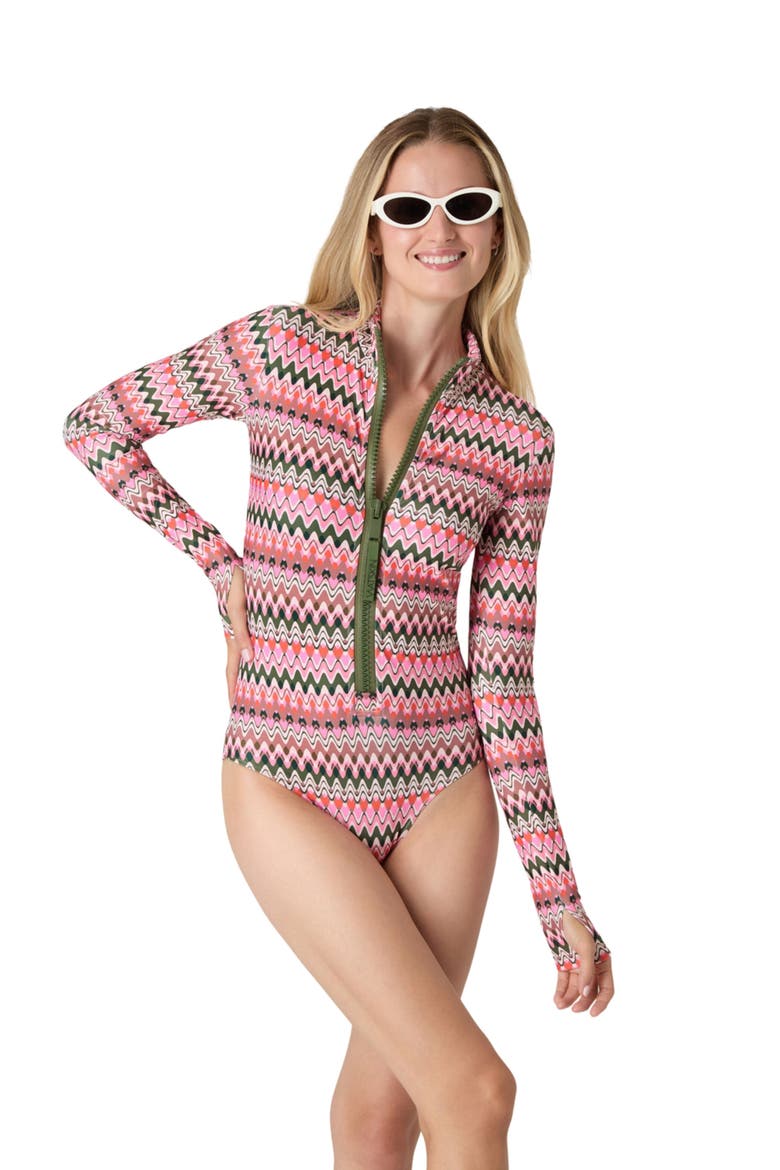 Ryann Bodysuit, Alternate, color, Wavy Stripe