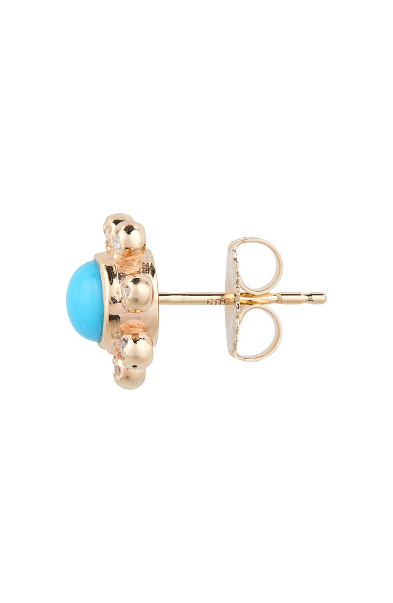 Anzie Dew Drop Étoile Semiprecious Stone & Diamond Stud Earrings, Alternate, color, Turquoise/ Aqua