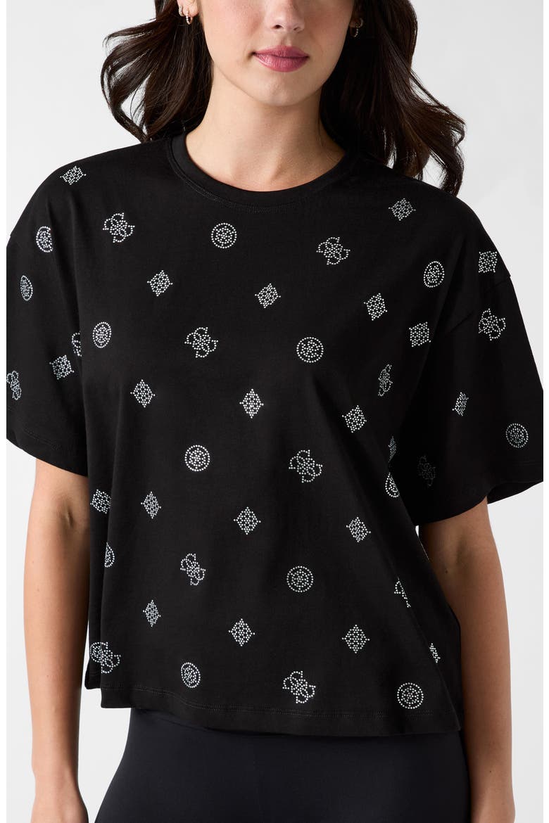 Amalia Rhinestone Logo T-Shirt, Alternate, color, BLACK-BLACK