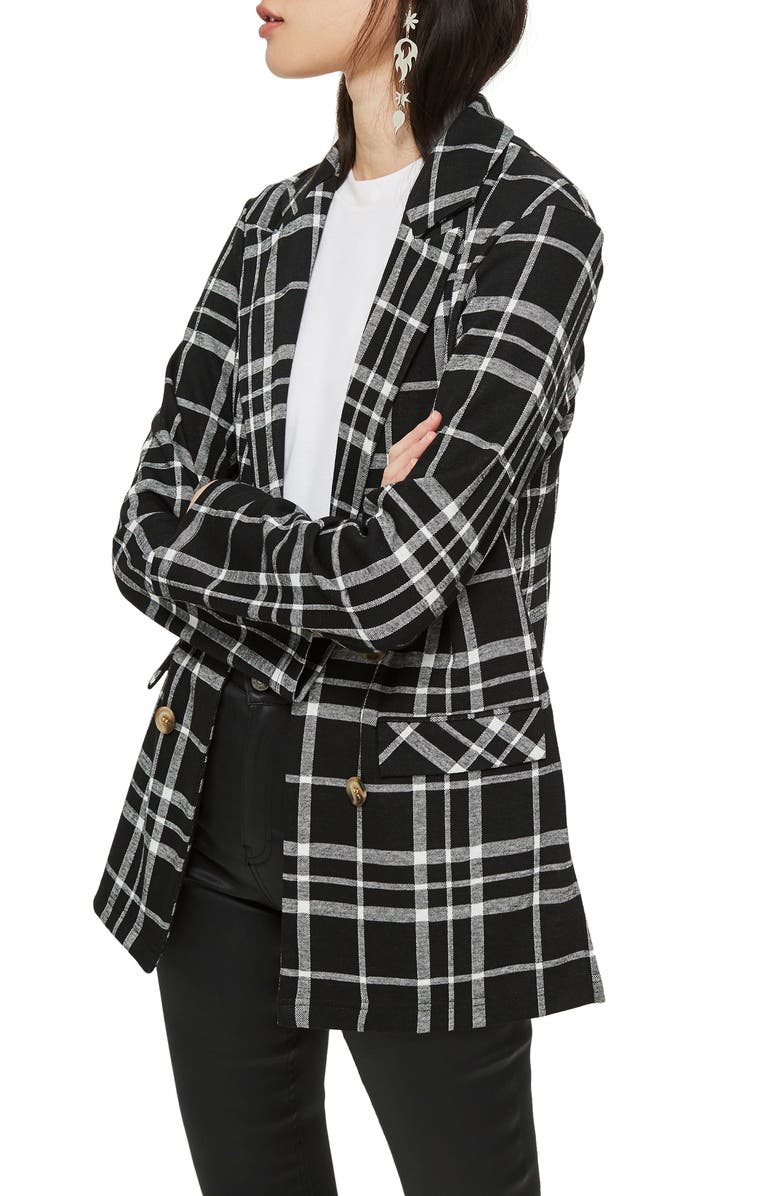 Topshop Double Breasted Check Jacket, Alternate, color, 