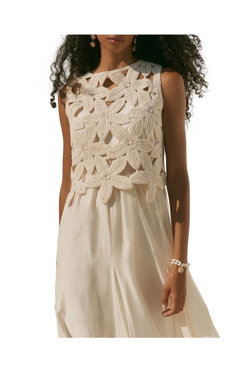 MINT VELVET Cotton Blend Sleeveless Crochet Maxi Dress, Alternate, color, Cream