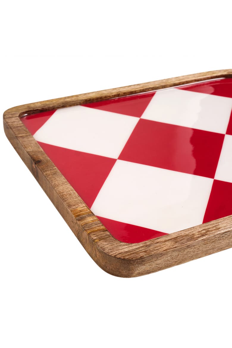 Lakri Mango Wood Serving Board 16" x 9", Alternate, color, Red