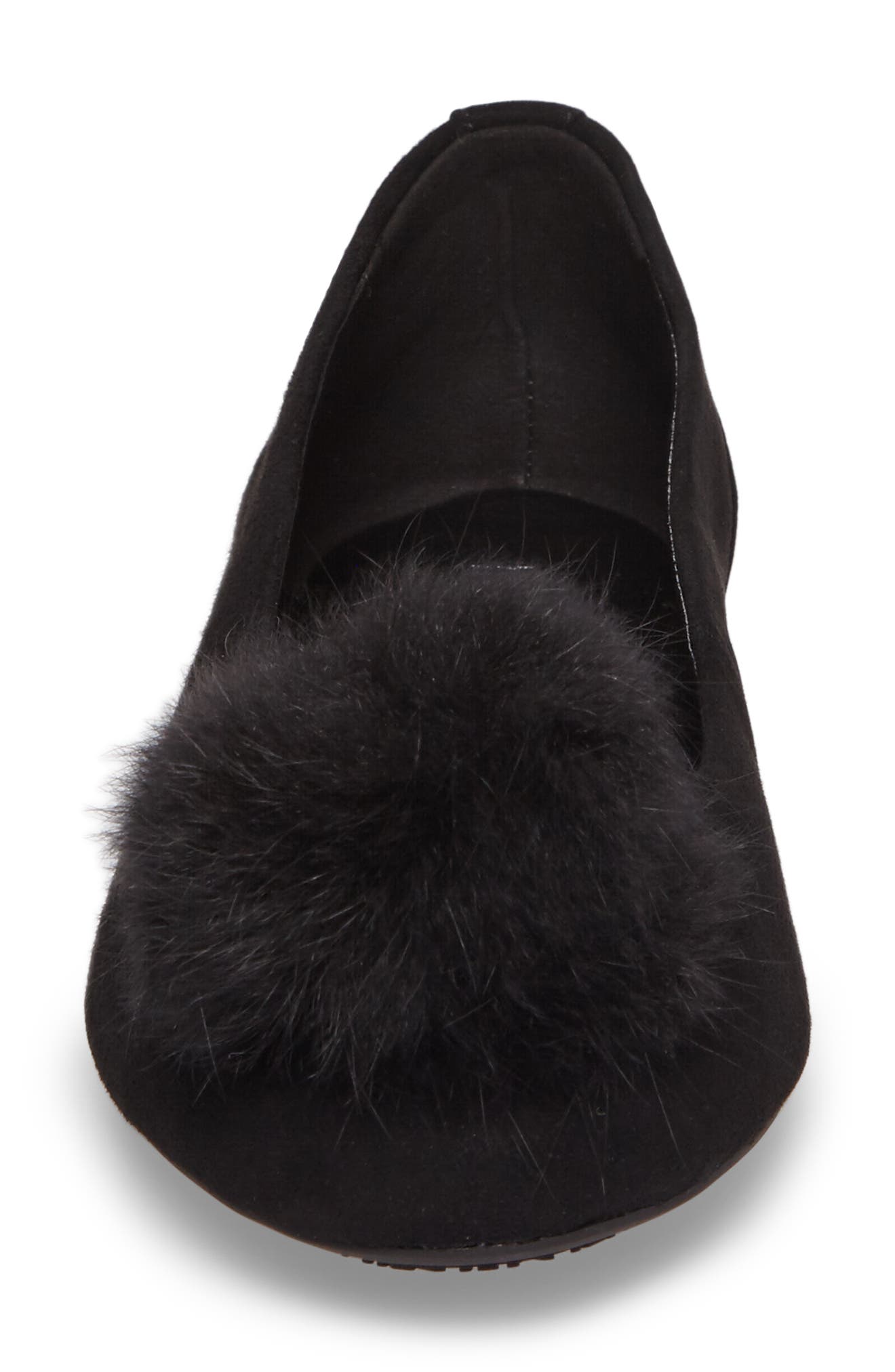 MICHAEL Michael Kors Remi Ballet Flat with Genuine Rabbit Fur Pom, Alternate, color, 
